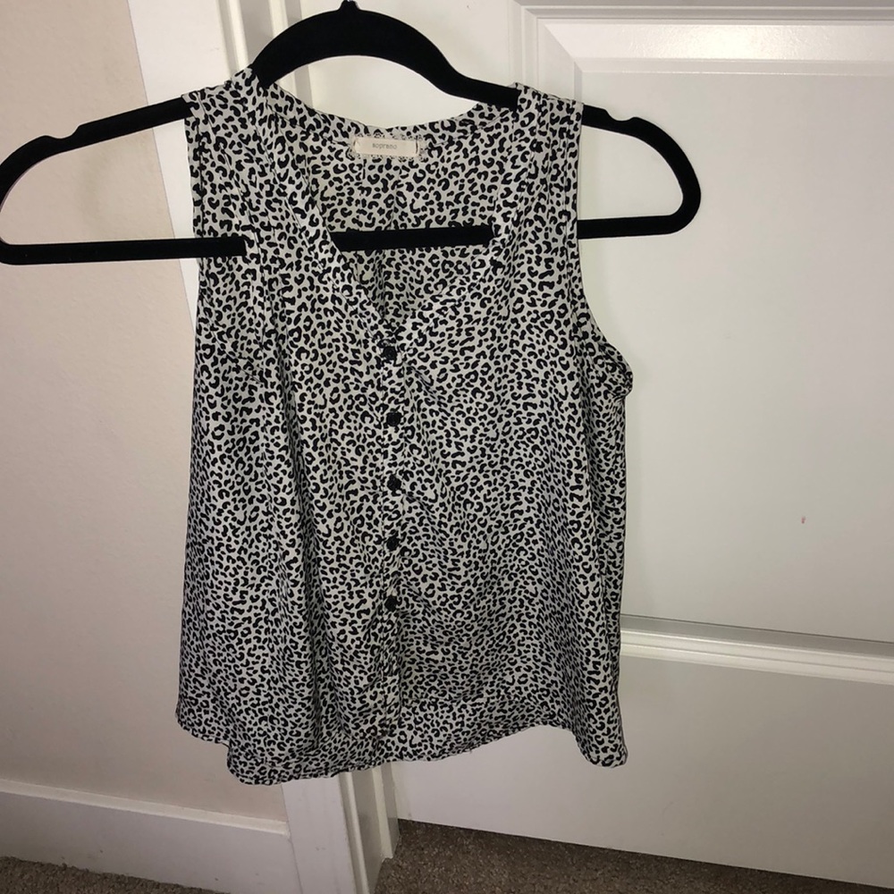 White and Black cheetah print tank